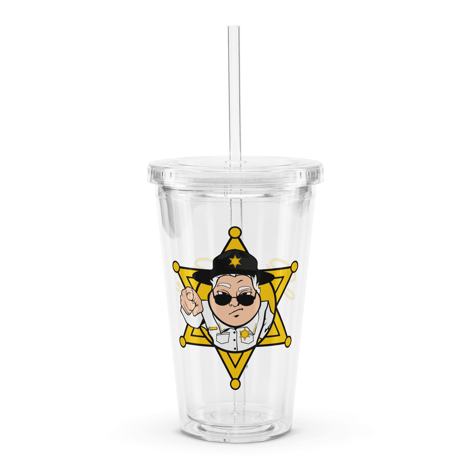 Sheriff Logo And Name Double Wall Clear Plastic Tumbler (16 oz) product image (3)