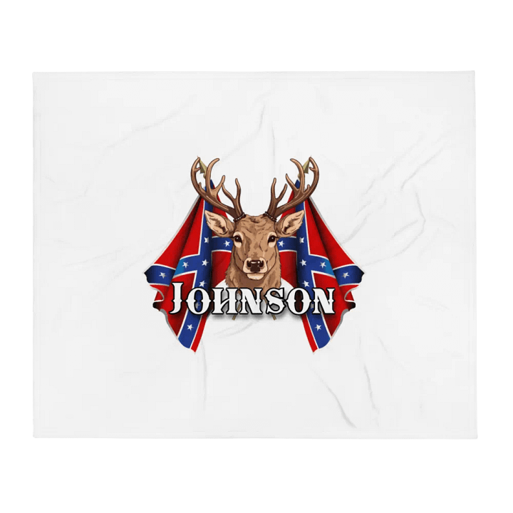 "Johnson" Last Name Rebel Redneck Deer - Throw Blanket product image (1)