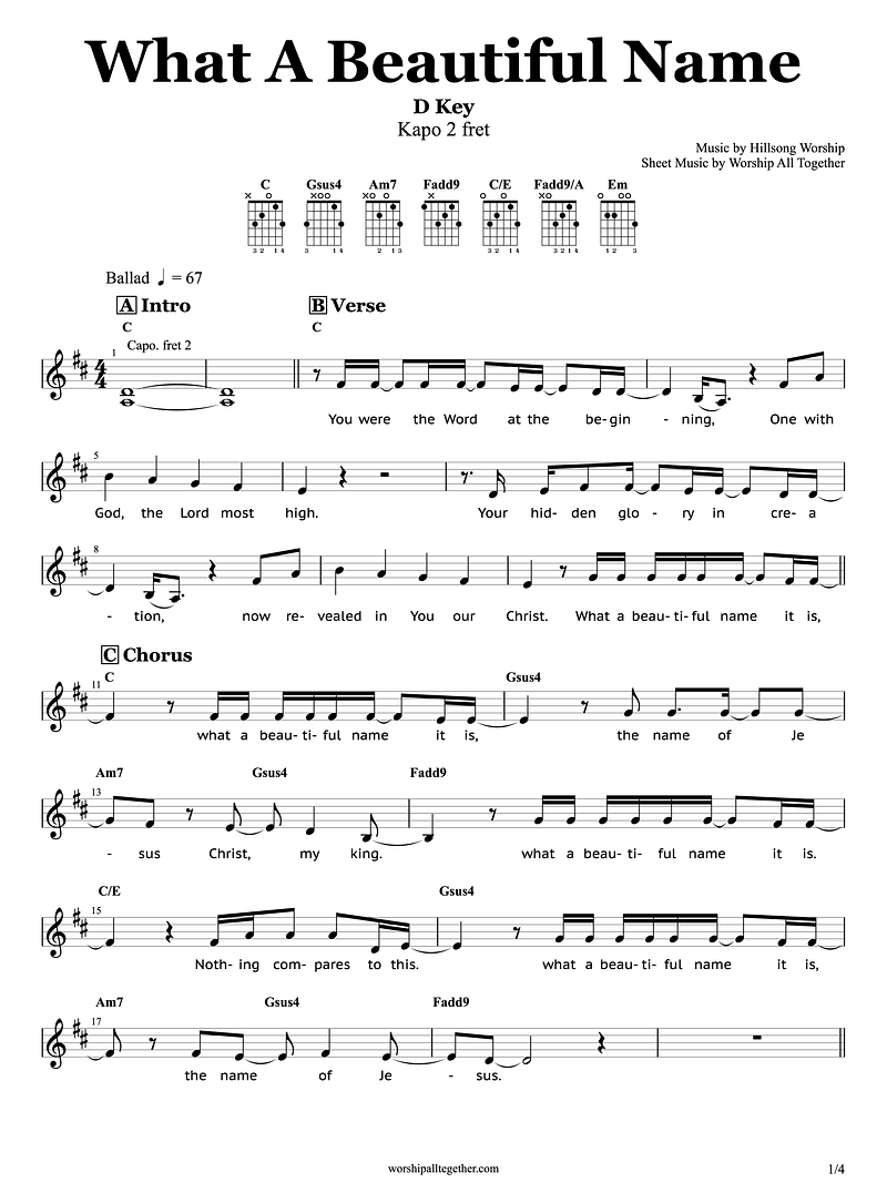 What A Beautiful Name - Hillsong Worship | Sheet Music, Chord, Lyrics