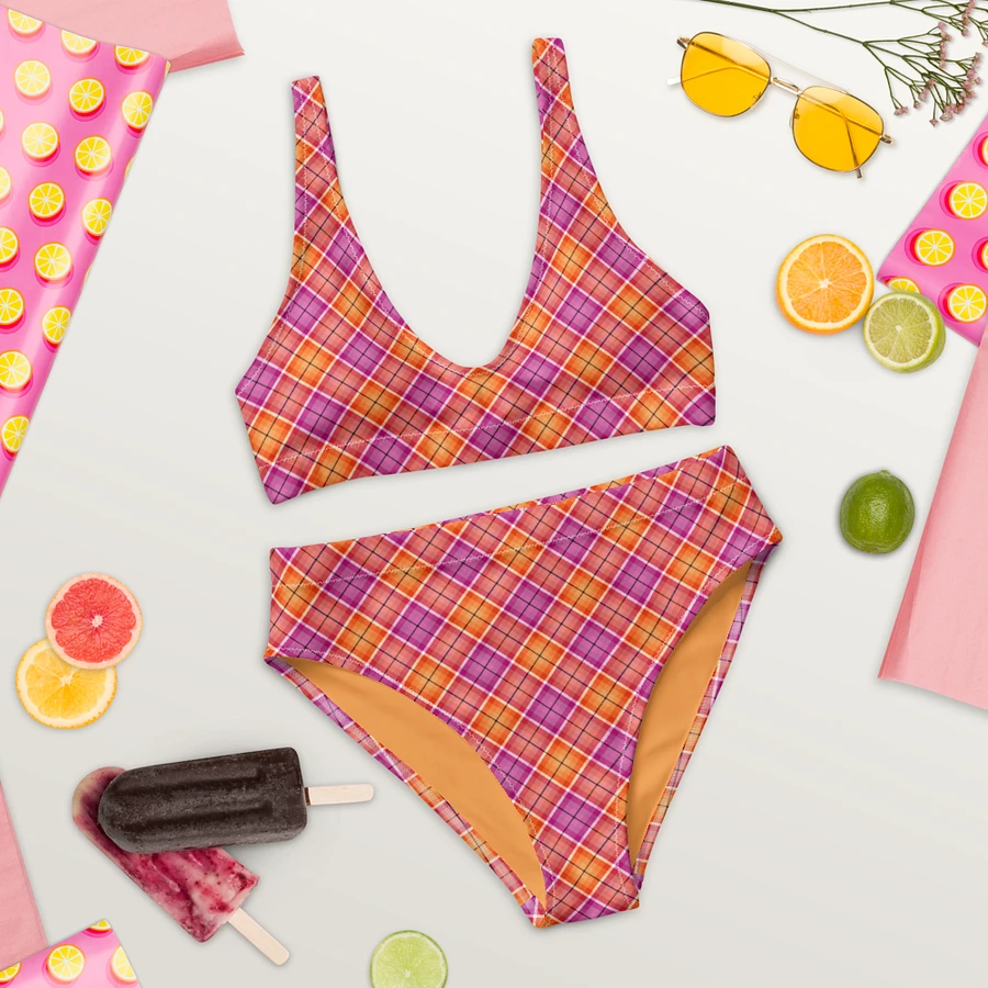 Bright Orange and Pink Plaid Bikini product image (9)