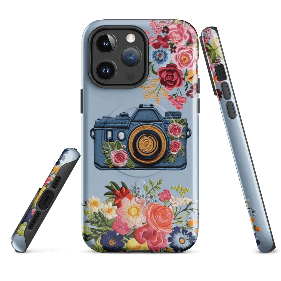 FLORAL CAMERA EMBROIDERY LOOK MAG SAFE CASE FOR IPHONE product image (3)