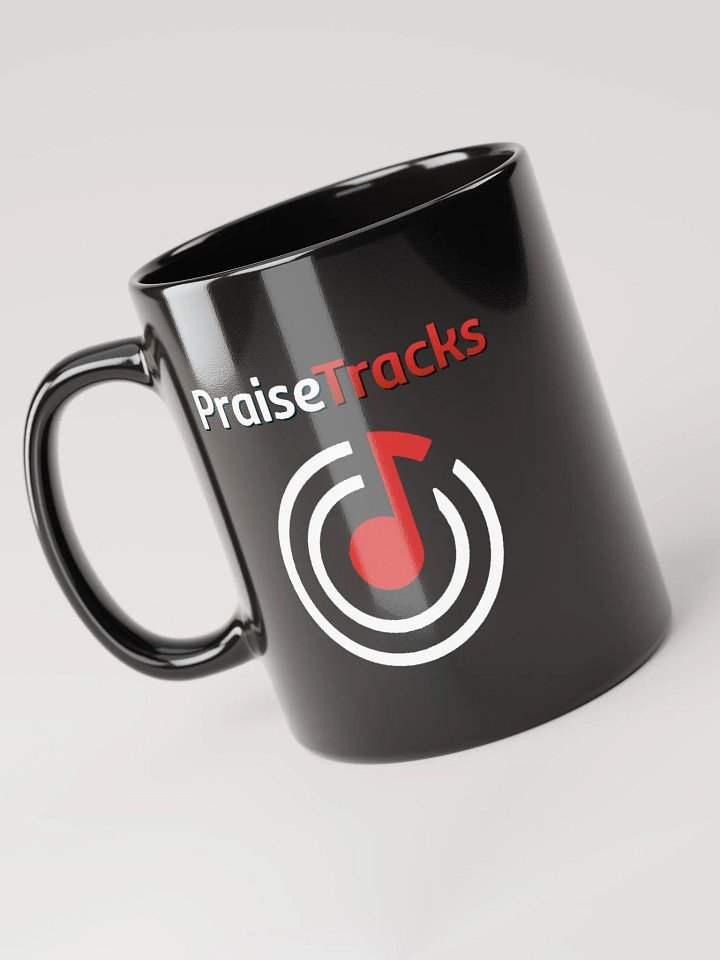 PraiseTracks Logo Glossy Black Coffee Mug | Right Handed product image (1)