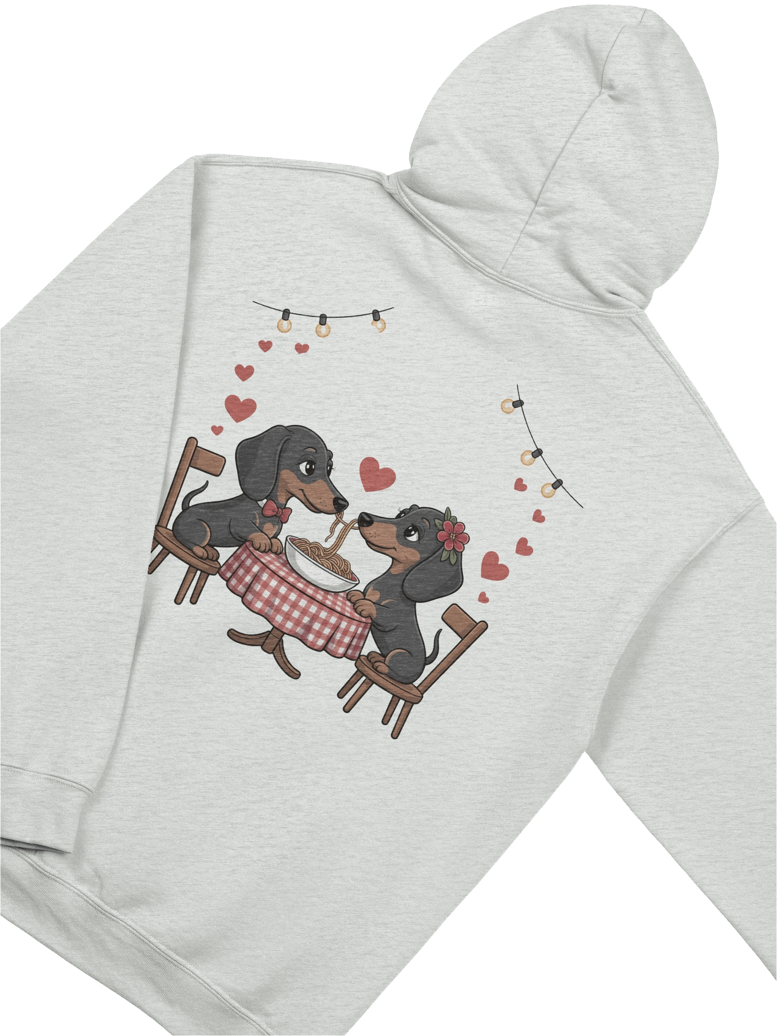Spaghetti Date Dachshund Hoodie – Funny Romantic Wiener Dog Gift for Couples product image (4)