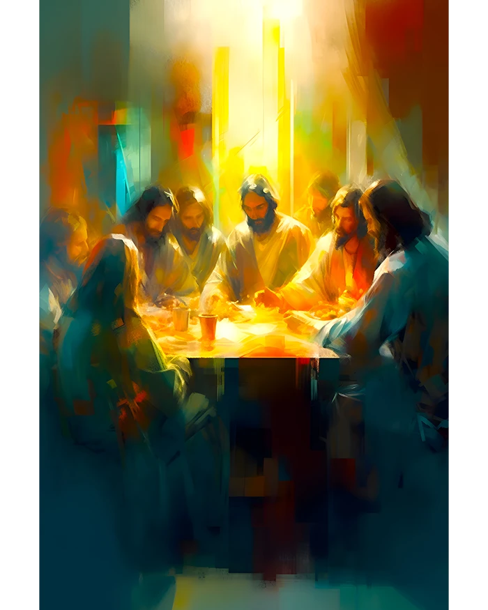 The Last Supper of Jesus Christ and the Apostles Abstract Depiction Religious Art Matte Poster product image (1)