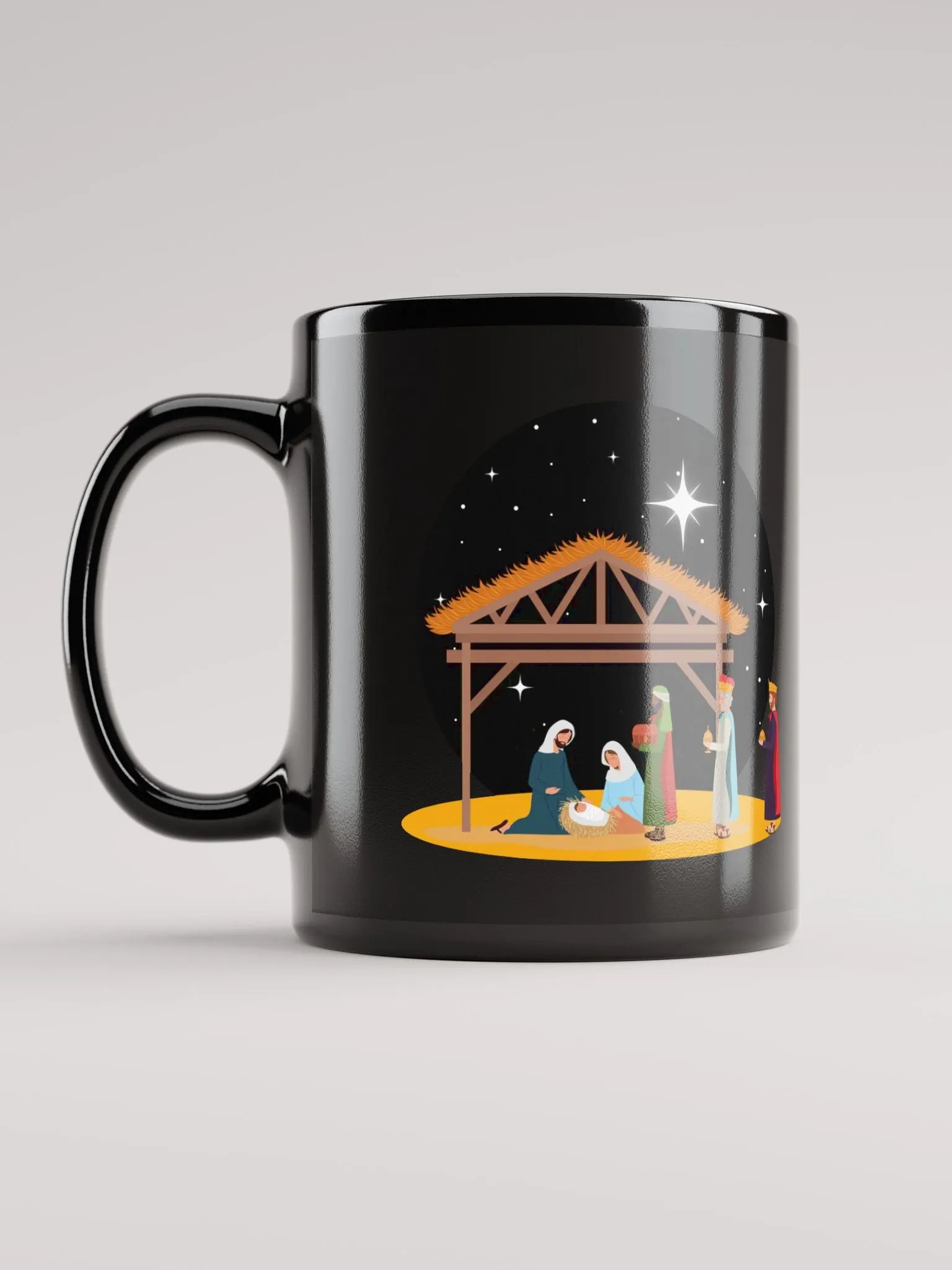 Christmas Holiday Manger Nativity Scene - Black Mug product image (11)