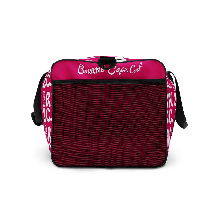 BOURNE to Cape Cod™ | Duffle Bag | BRN.2C.C.™ | Coastal Gym & Travel Gear | 22" All-Over Print Weekender | White Logos on Vibrant Pink product image (7)