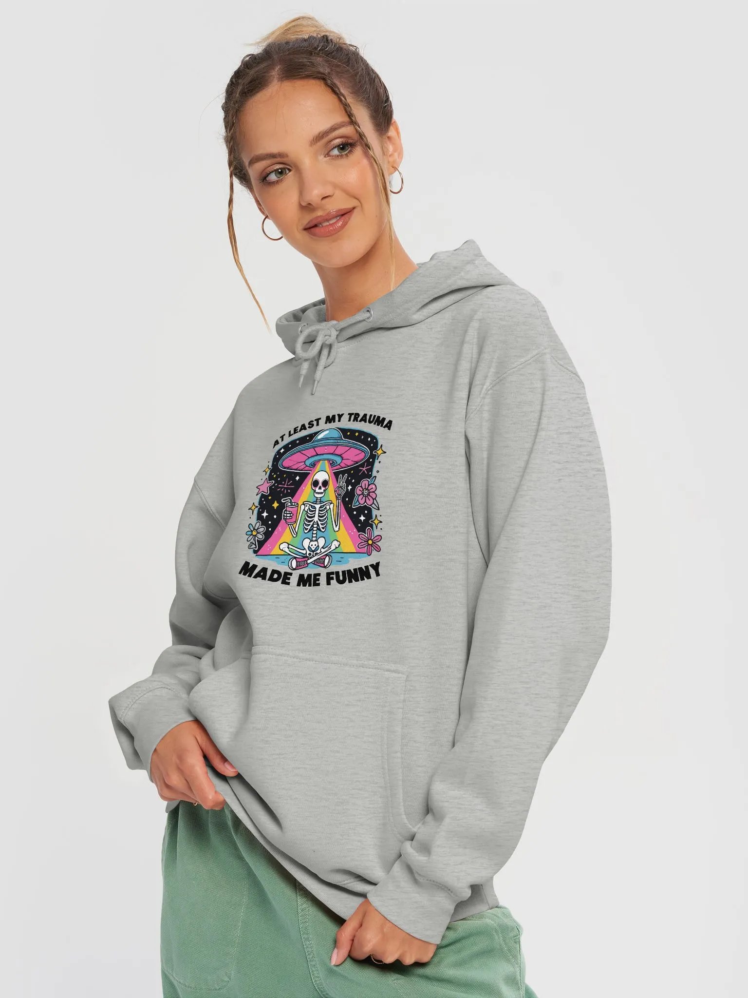 Whimsical Skeleton UFO Hoodie product image (3)