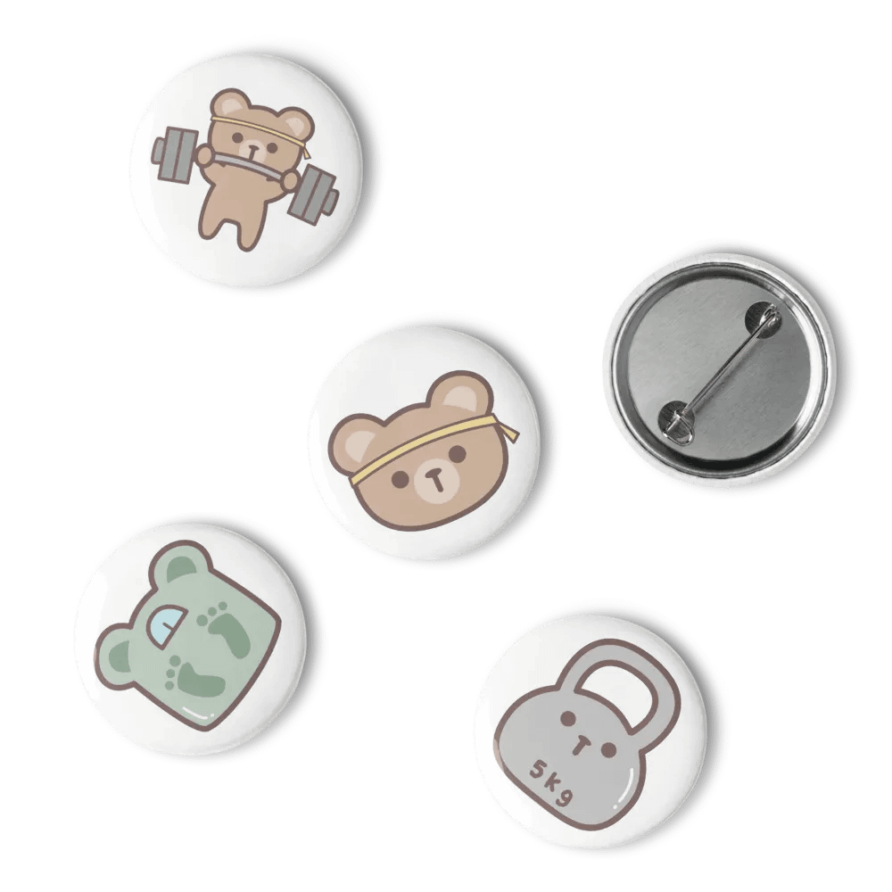 Bear Power Fitness Sport Pin Buttons Set product image (15)