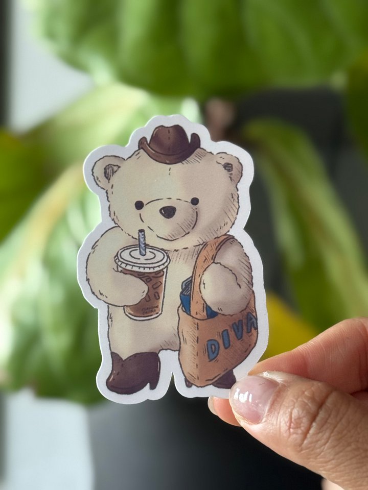 Cowboy Beary Waterproof Vinyl Sticker product image (1)