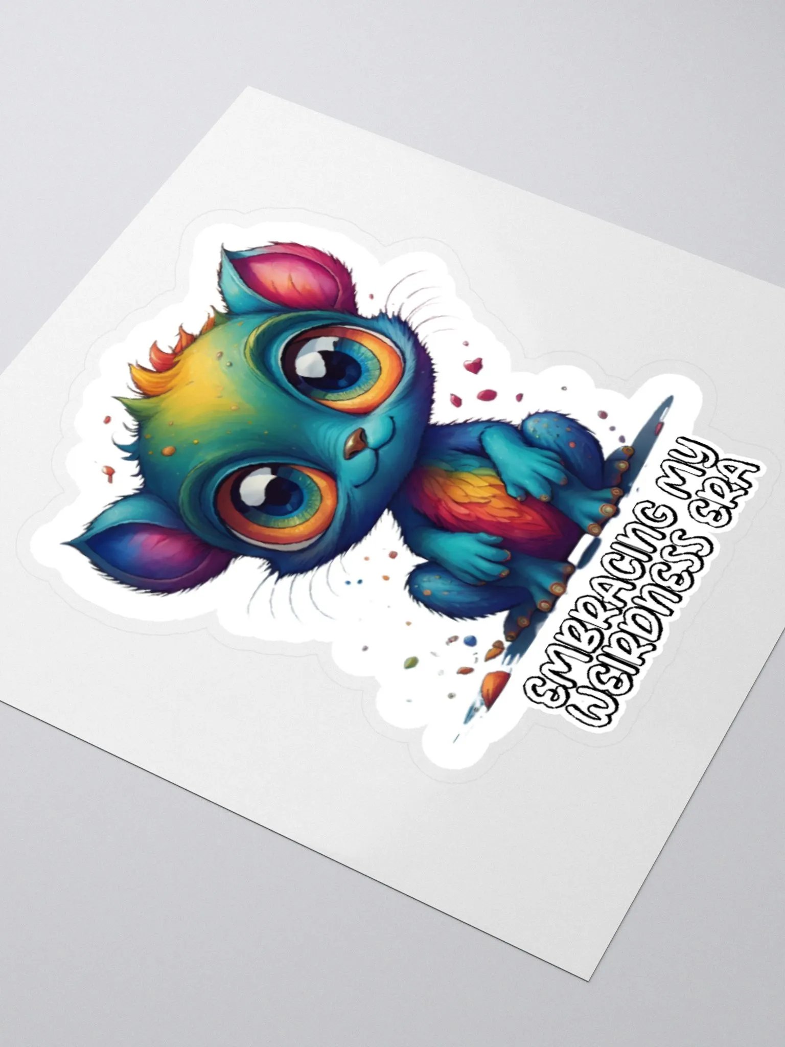 Kawaii Sticker-Embracing My Weirdness Era-Cute & Colorful Creature Sticker-Rainbow Sticker-LGBTQIA+ Sticker product image (8)