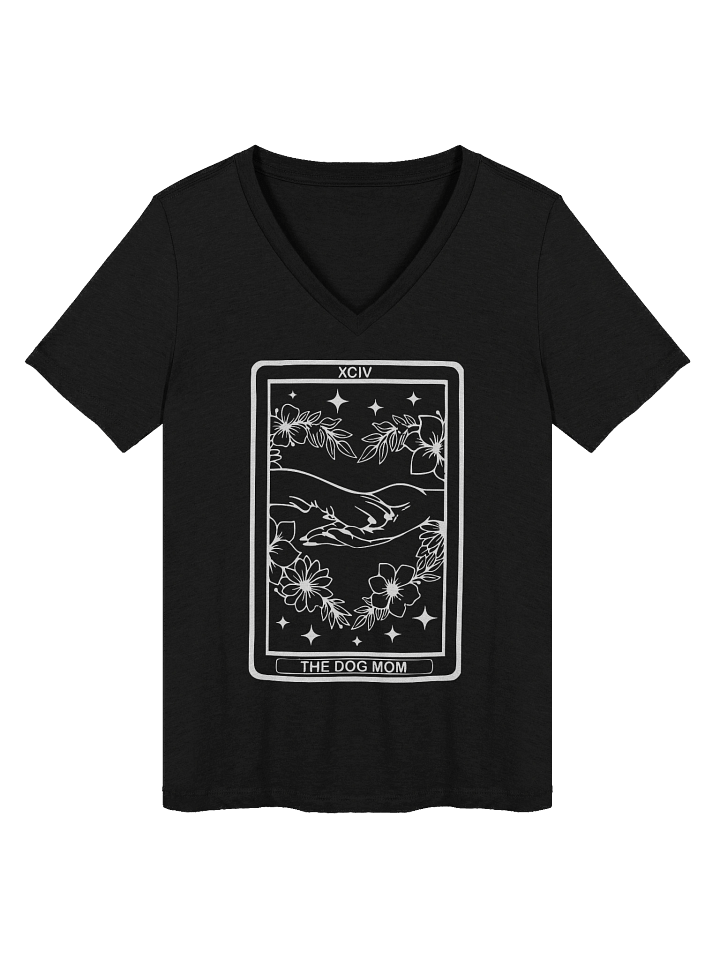 🌙 “V-Neck Dog Mom Tarot Tee [White Print]” product image (1)