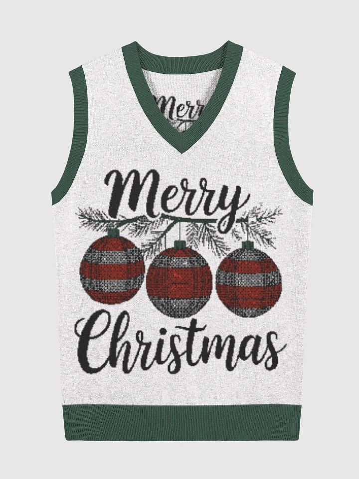 Simple Yet Expressive Merry Christmas Knitted V-Neck Vest product image (3)