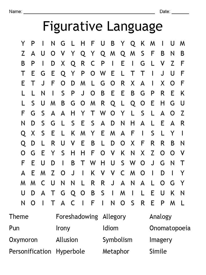 Printable Figurative Language Word Search – 16 Key Terms! product image (1)