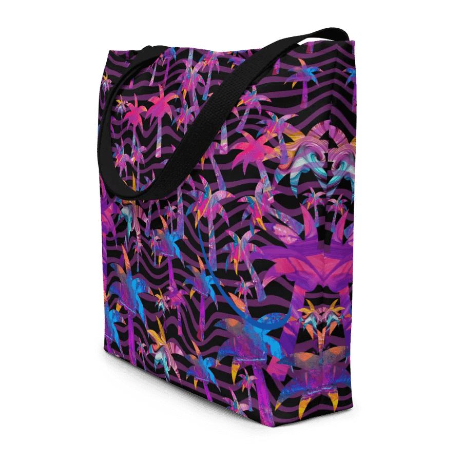 Big printed tote bag with bright funky colorful palm tree design product image (8)