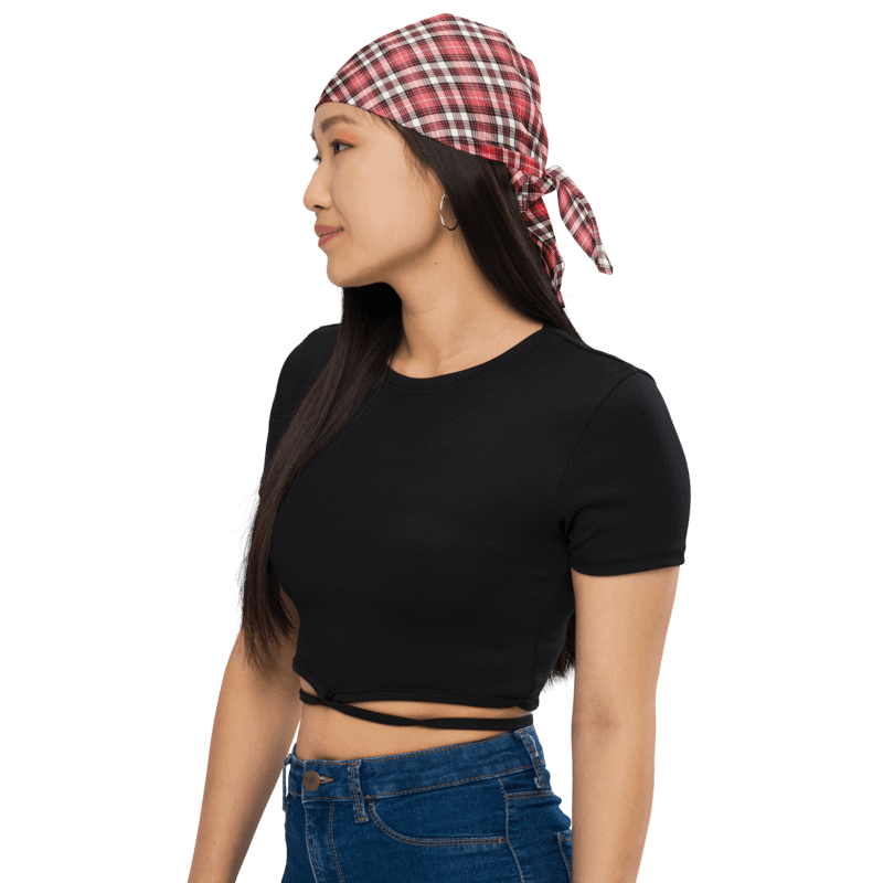 Coral Pink, Black, and White Plaid Bandana product image (1)