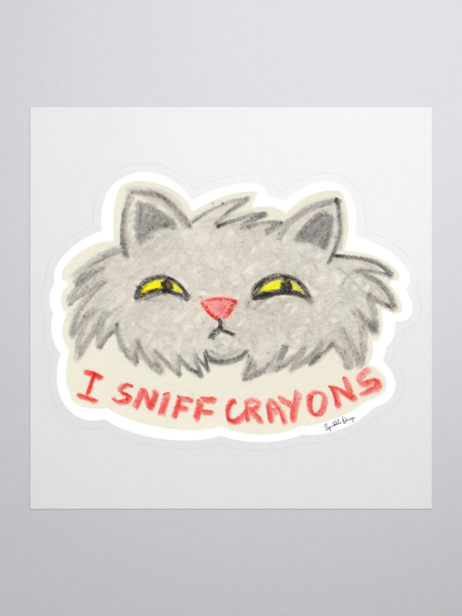 I Sniff Crayons Kiss Cut Sticker by Squibble Design product image (1)