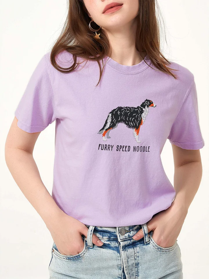 Furry Speed Noodle T-Shirt(Embroidered) of a Borzoi(Tricolor) product image (2)