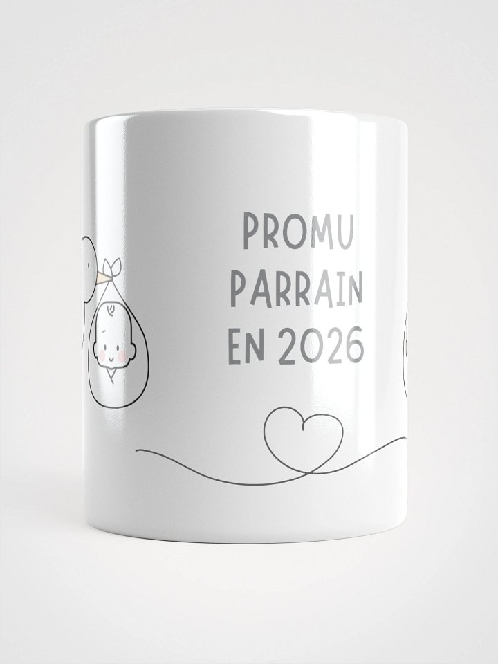 Mug Blanc - Promu Parrain en 2026 - Cigogne Annonce Naissance - Cadeau Original product image (1)