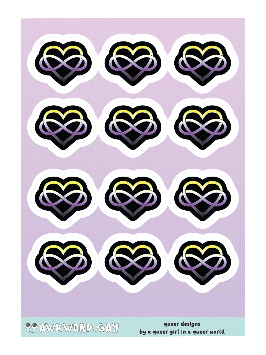 Non-binary Pride Gradient Polyamory Infinity Heart Sticker Sheet product image (3)