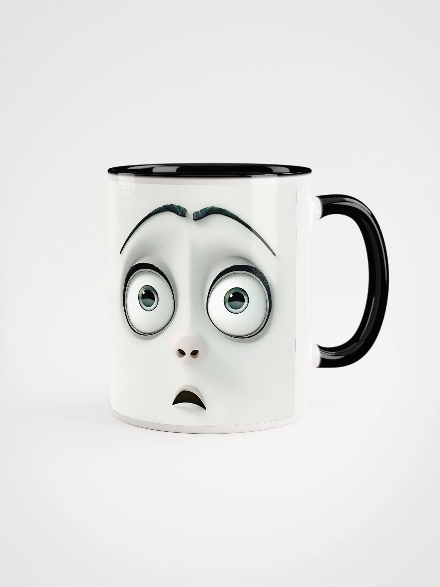 Worried Cartoon Face Mug: Add Whimsy to Your Morning Brew! product image (1)