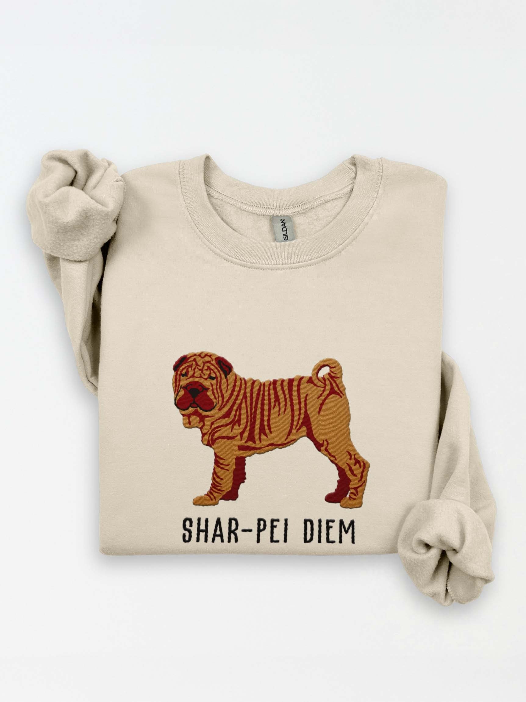 Shar-Pei Diem(2) Sweatshirt (Embroidered) of a Chinese Shar-Pei(Tan) product image (1)