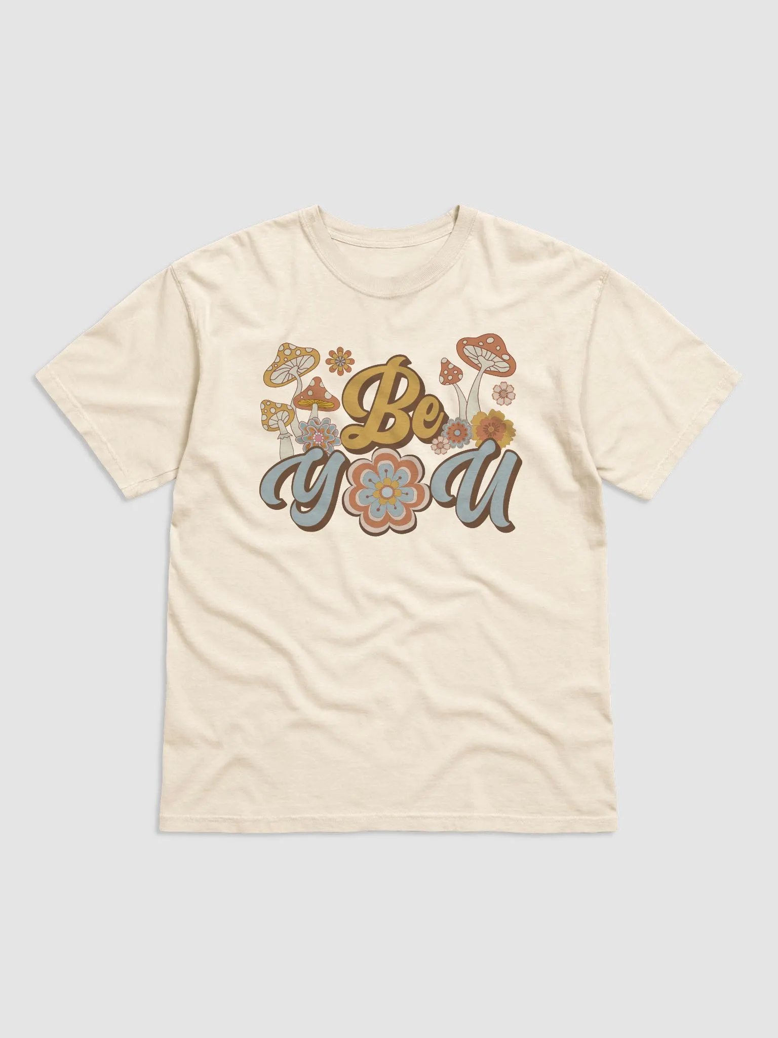 Be You Groovy Mushrooms & Flowers T-Shirt - Retro Graphic Tee product image (4)