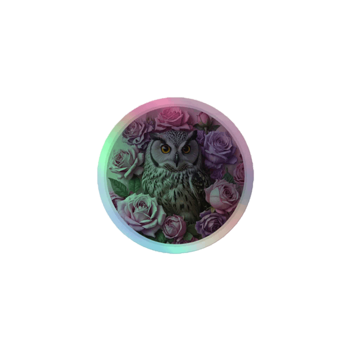 Mystical Owl and Roses Holographic Sticker Sheet product image (1)
