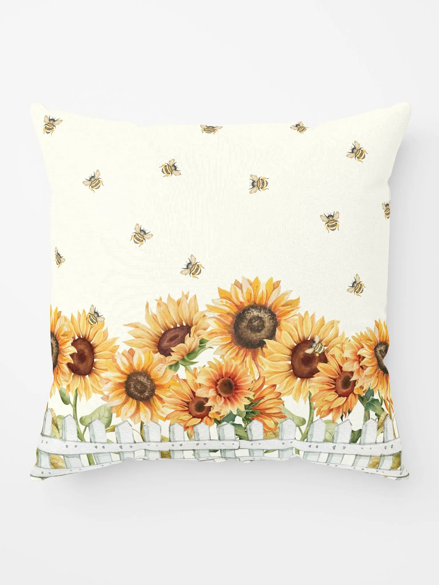 COTTAGE SUMMER SUNFLOWER BEE FENCE - Basic Pillow product image (1)
