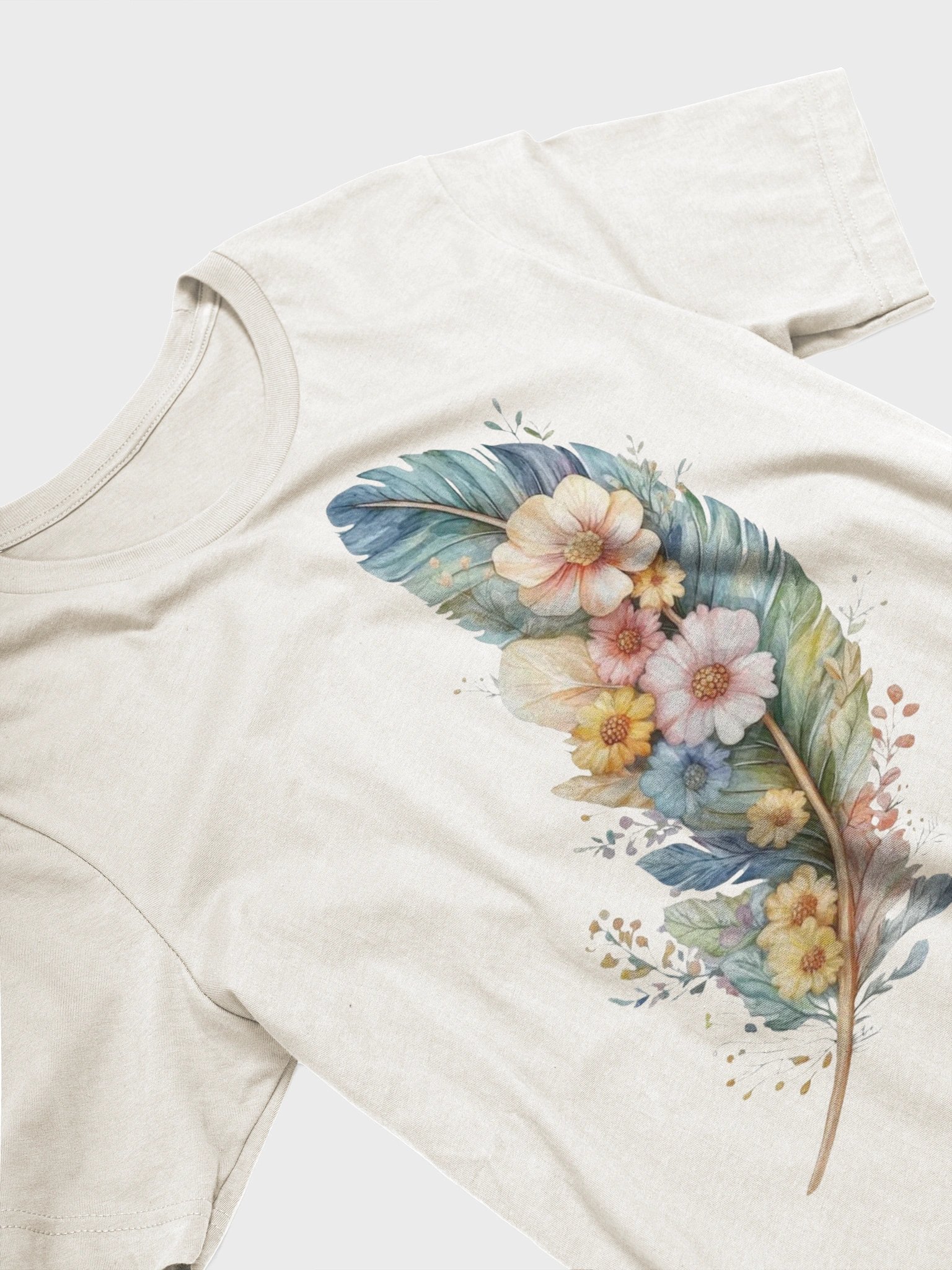 Feather and Floral Watercolor T-Shirt product image (2)