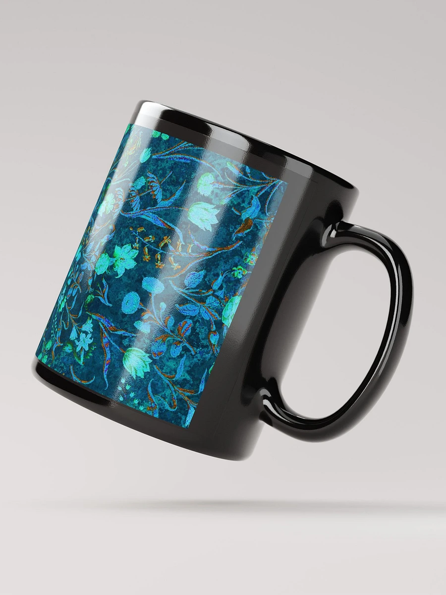 Blue Green Medieval Flowers Black Coffee Mug product image (4)