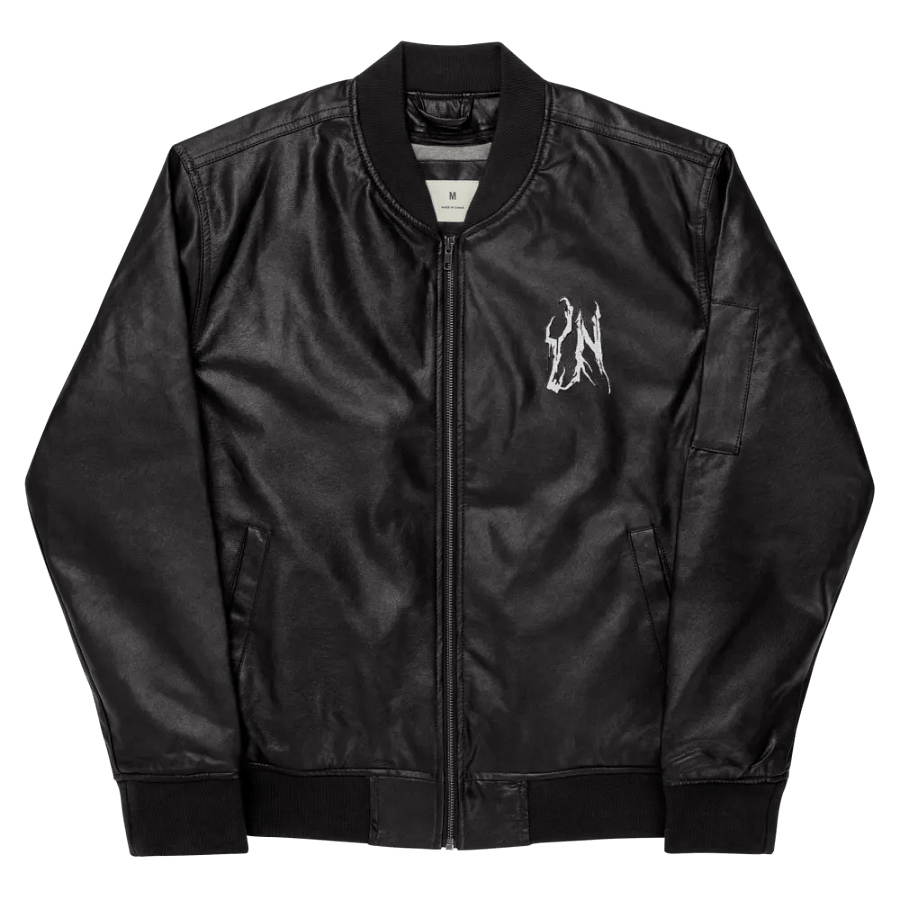 YN Logo Faux-Leather Bomber Jacket product image (1)