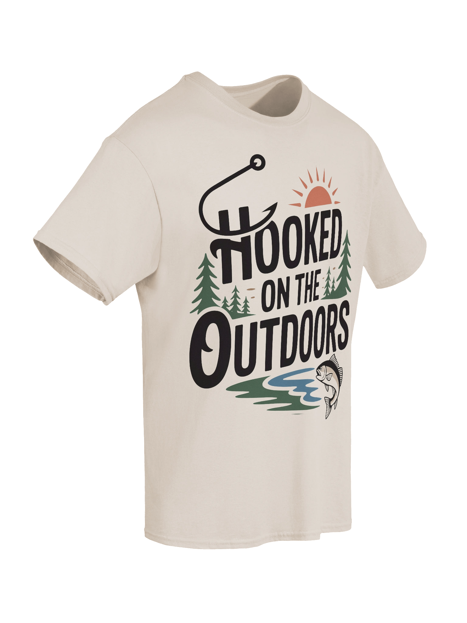 "Hooked on the Outdoors" Fishing & Camping T-Shirt product image (2)