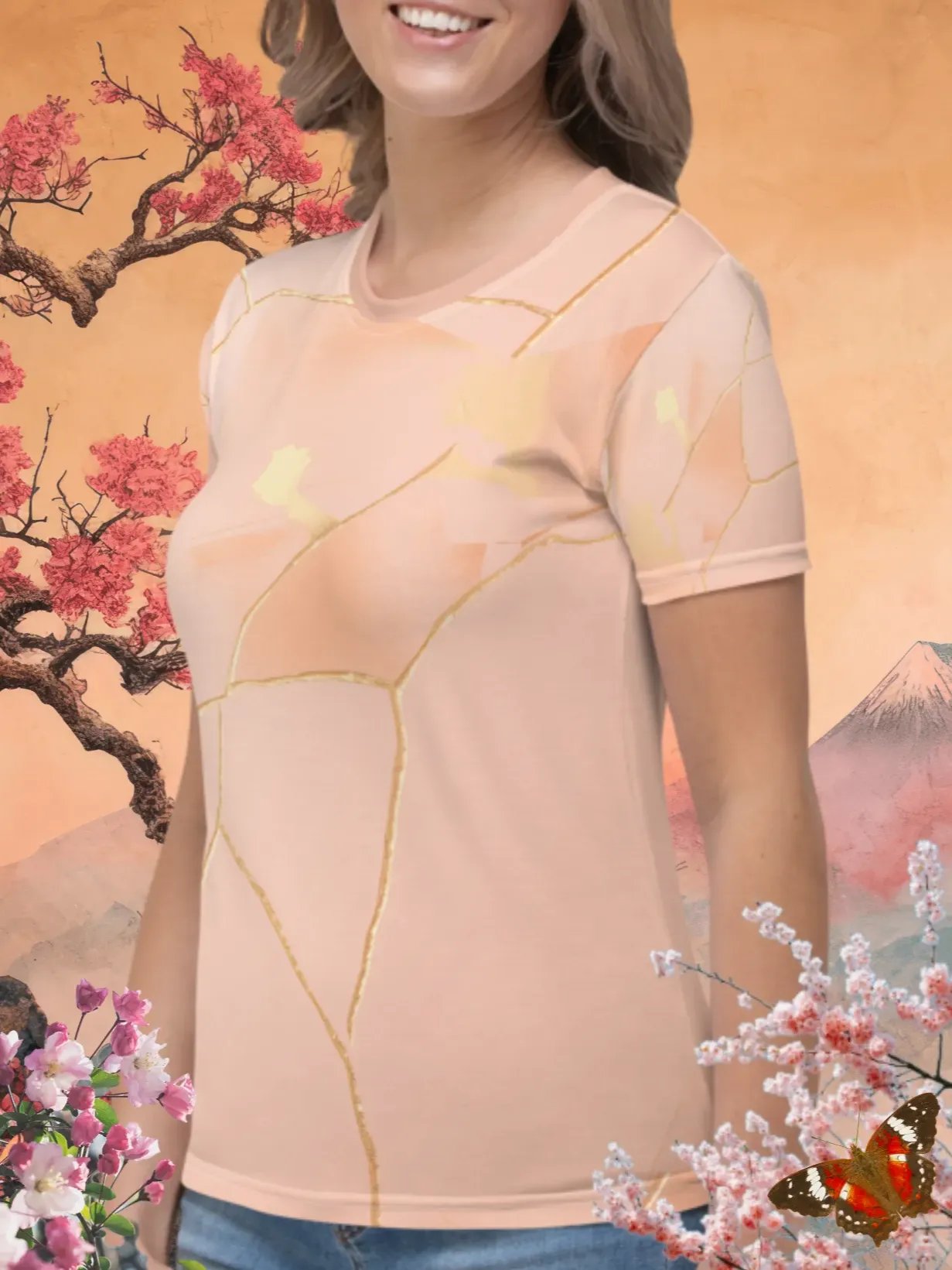 Rose Gold Kintsugi Print T-Shirt product image (2)