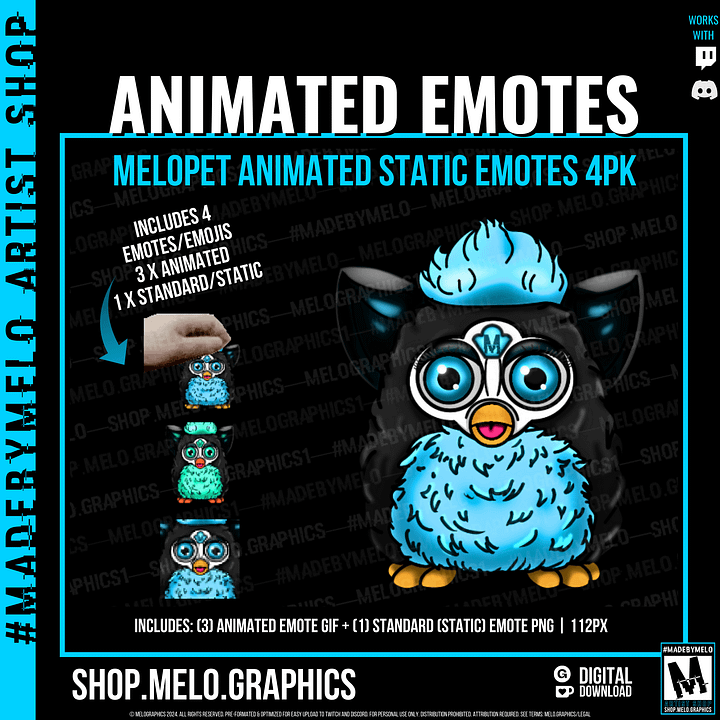 MELOpet- Animated & Standard Emotes 4pk | #MadeByMELO product image (2)
