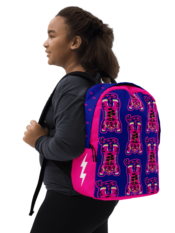 Pink Electric Tiger on Blue - Backpack product image (8)