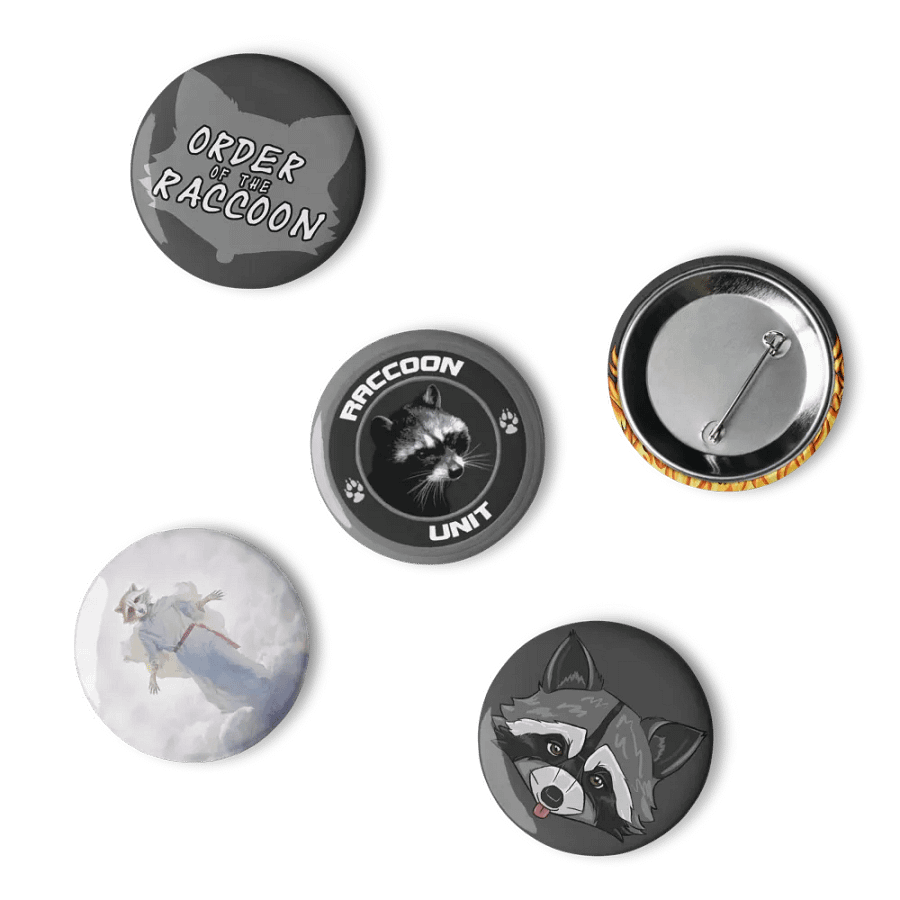 Larger Raccoon Button Pins product image (10)