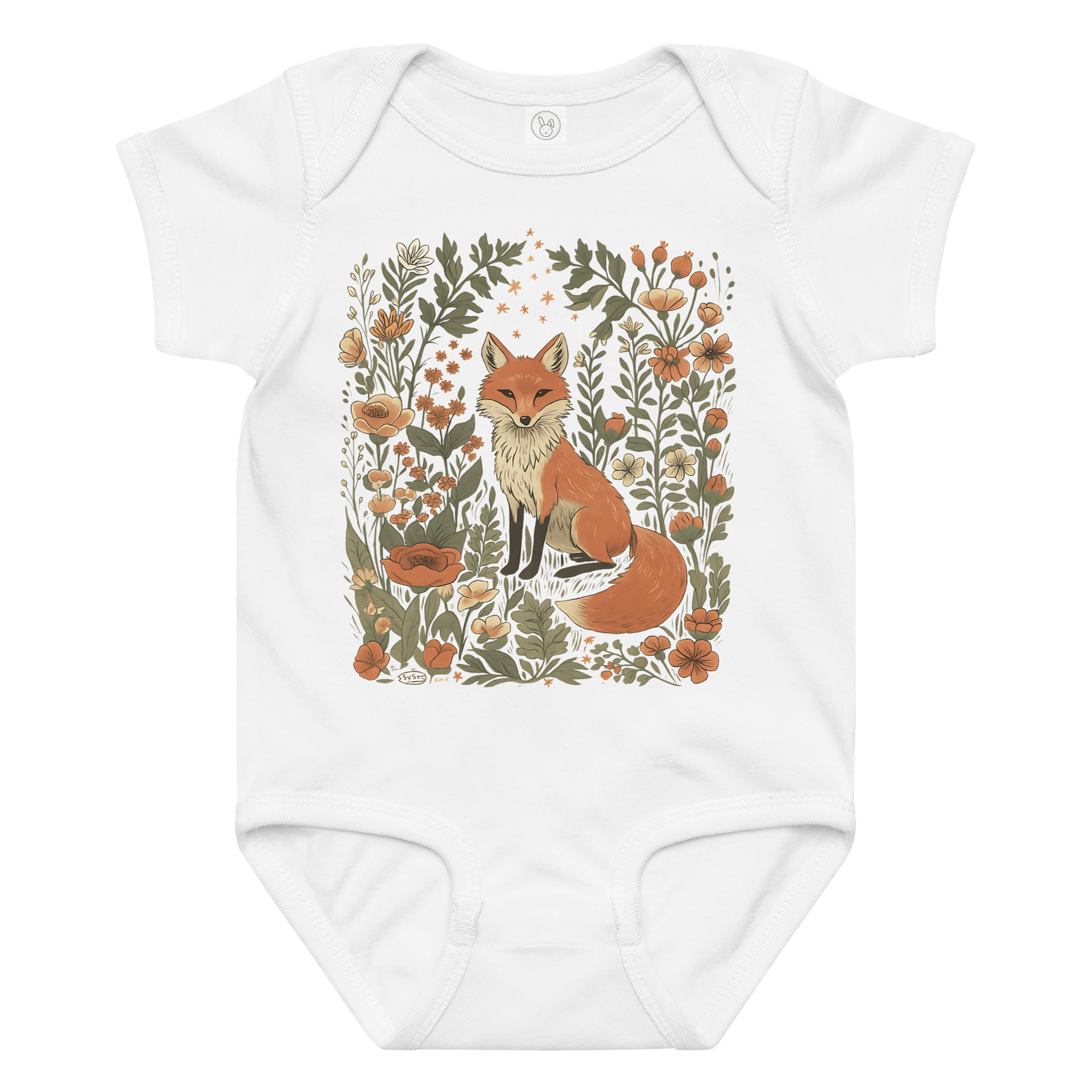 Floral Fox Baby Bodysuit product image (1)
