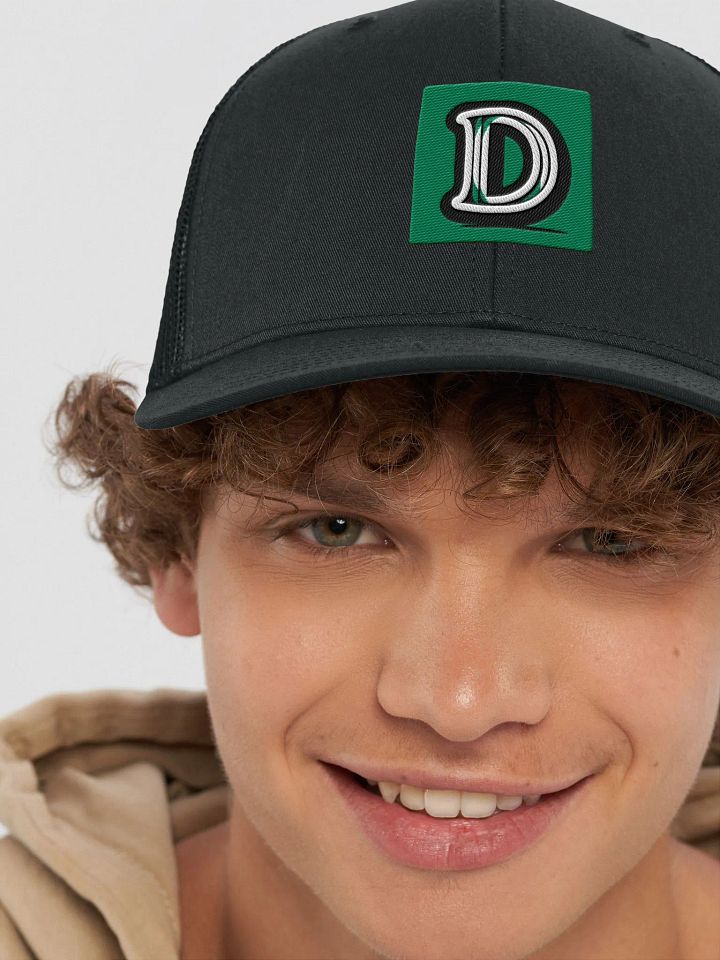 Layered D Snapback Trucker Hat | AI design initial D product image (1)