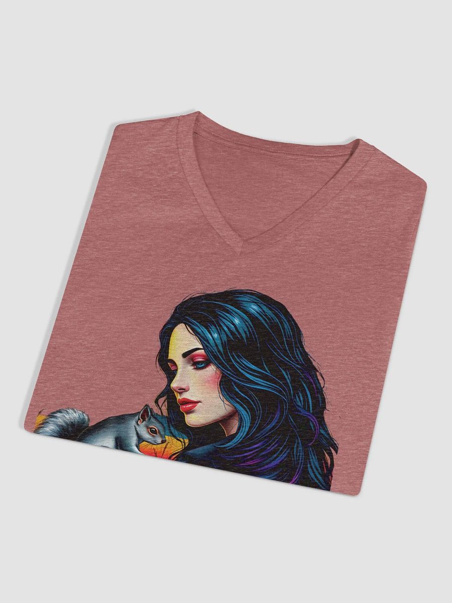 A girl and her short tailed squirrel. Sophisticated Comfort V-Neck Tee product image (3)