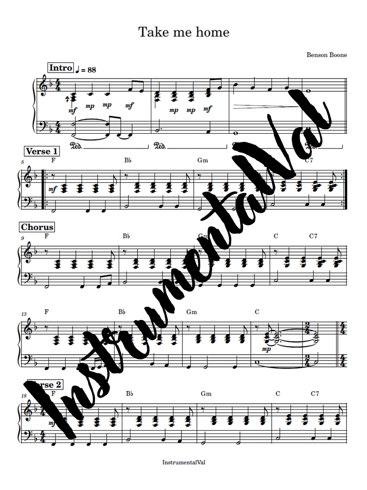 Take Me Home - Benson Boone Piano accompaniment product image (1)