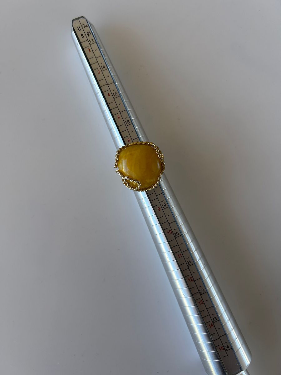 Baltic Egg Yolk Amber 925 Sterling Silver Twisted Swirl Design Adjustable Ring product image (7)