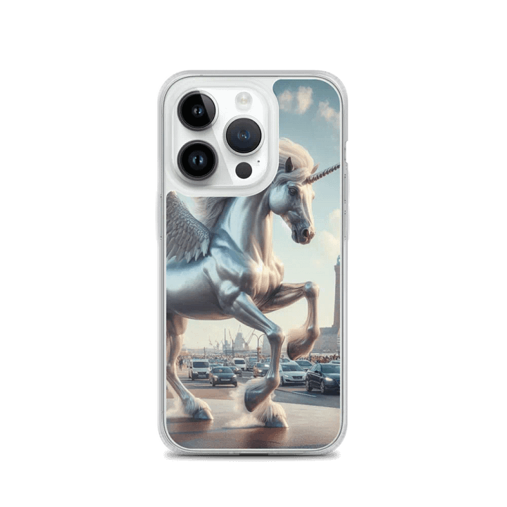 MagSafe® Clear Case for iPhone® | AI-Designed Silver Winged Unicorn product image (3)
