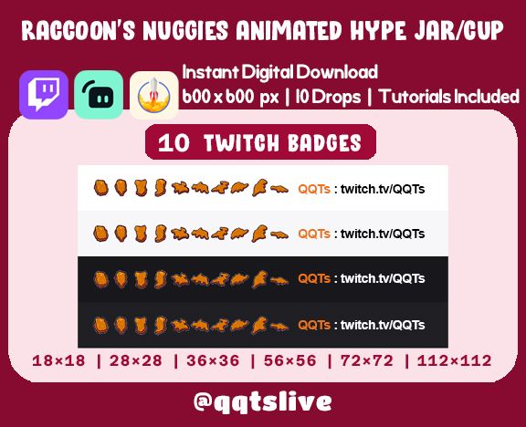 ANIMATED RACCOON NUGGETS Twitch Hype Jar - Stream Tip Cup + Sub Badges / Jar - 2 Layers - 10 Bit Options - Set Up Tutorial Included product image (2)