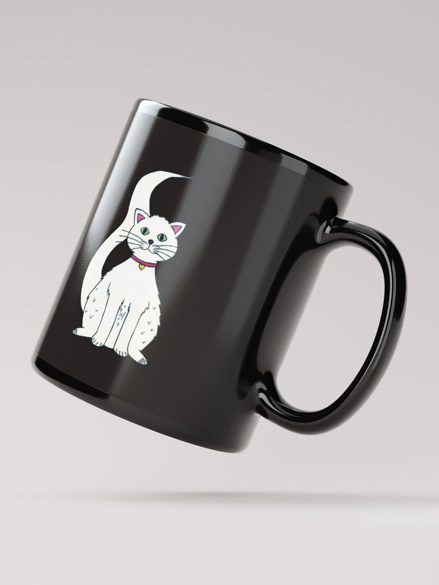 White Cat (art by Dina R.) acrylic painting picture - Black Glossy Mug product image (3)