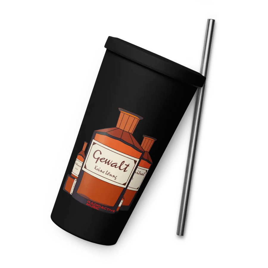 Gewalt ist keine Lösung Becher mit Isolierung und Strohhalm product image (6)
