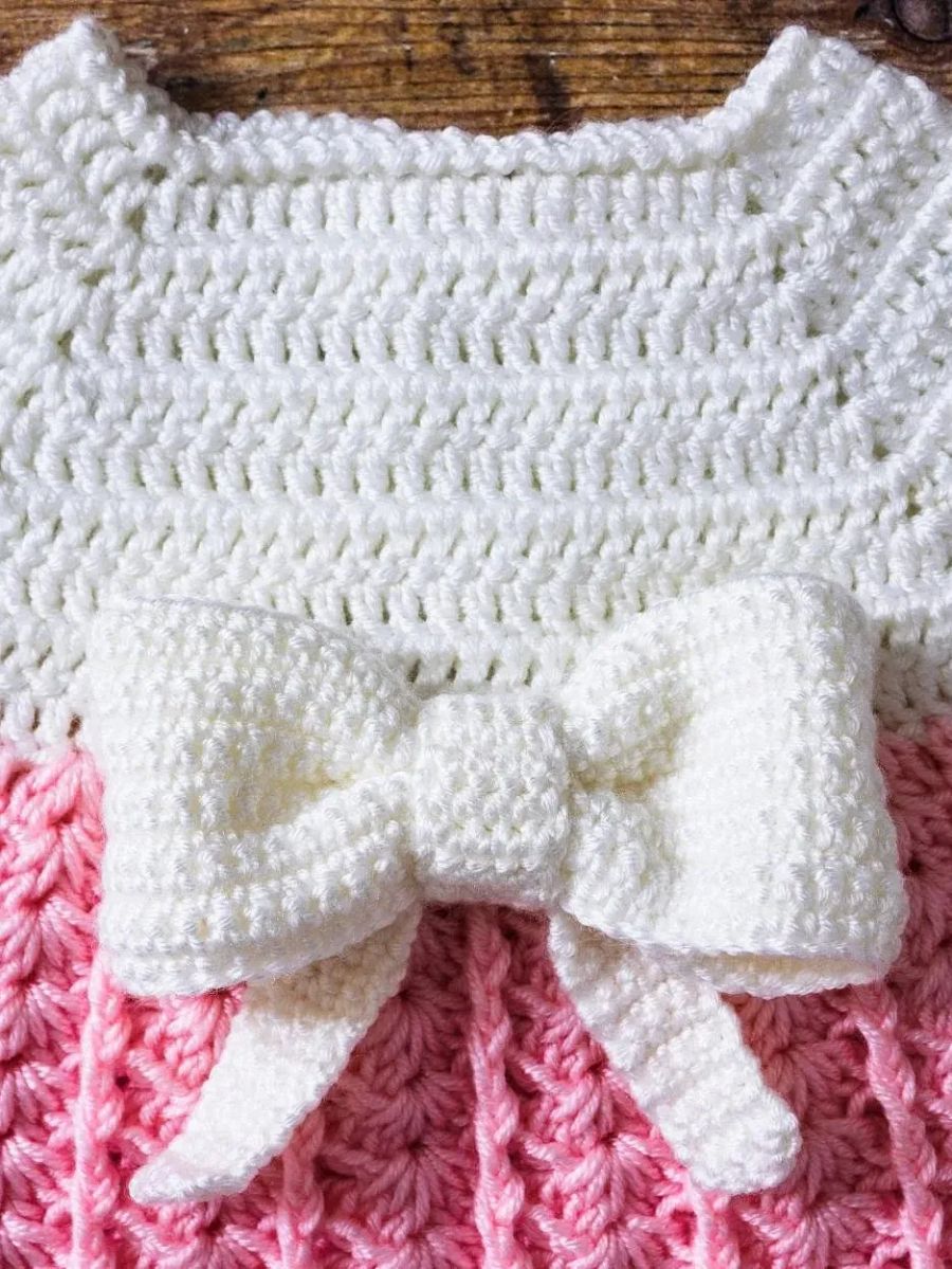 Crochet Pattern: Easy Baby Dress (with 3D Bow) product image (3)