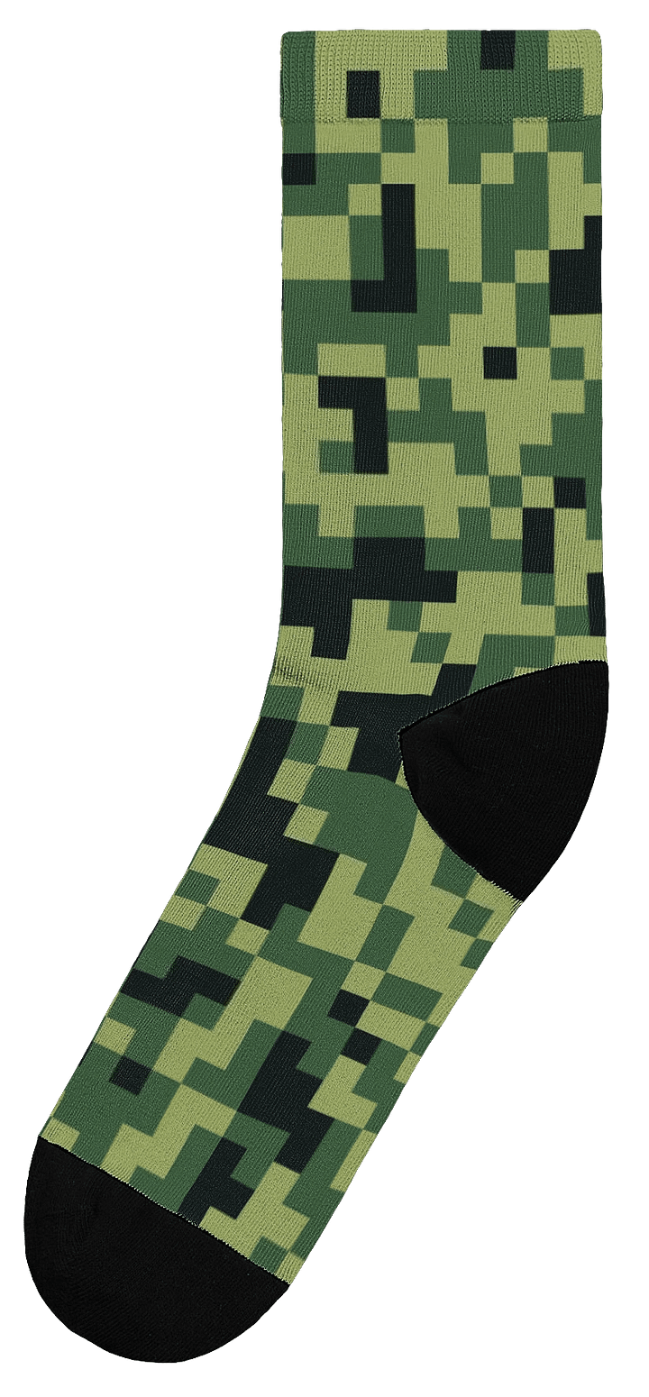 Military Green Camouflage Pixels Camo Pattern Premium Crew Socks product image (1)