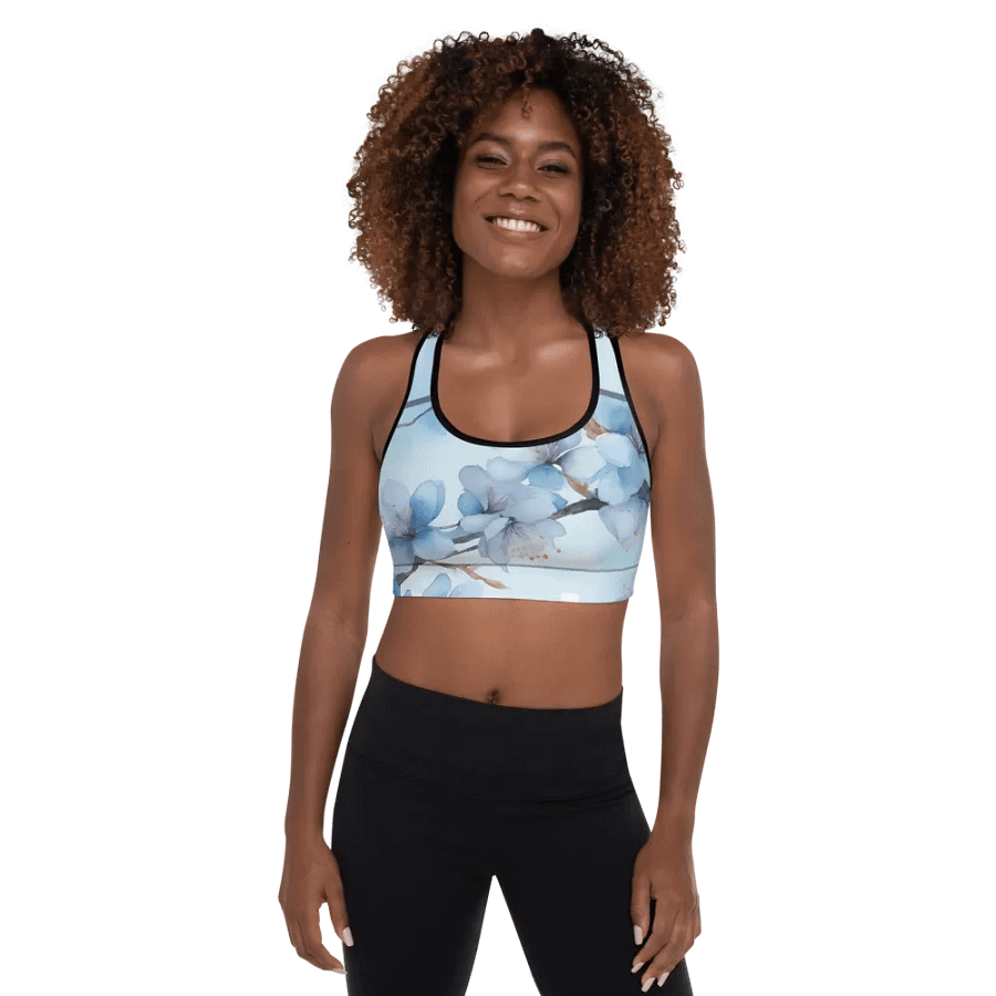 Tranquil Blue Blossoms Padded Sports Bra product image (3)