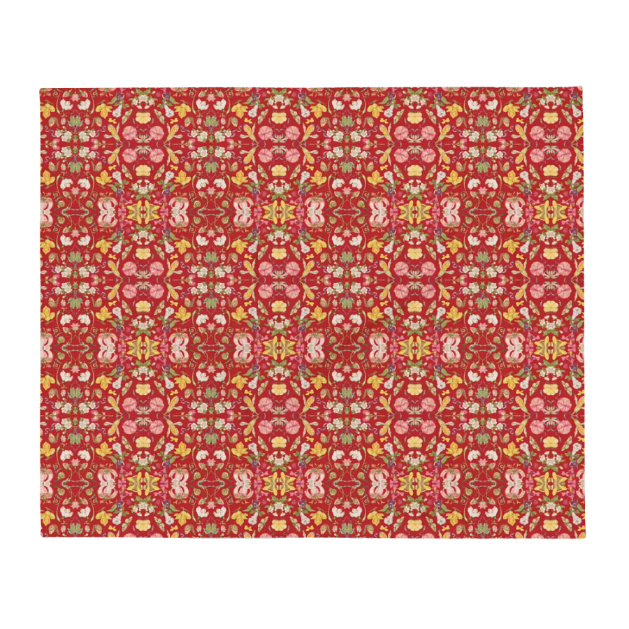 Exotic Blooming Floral Butterfly Red Throw Blanket product image (2)