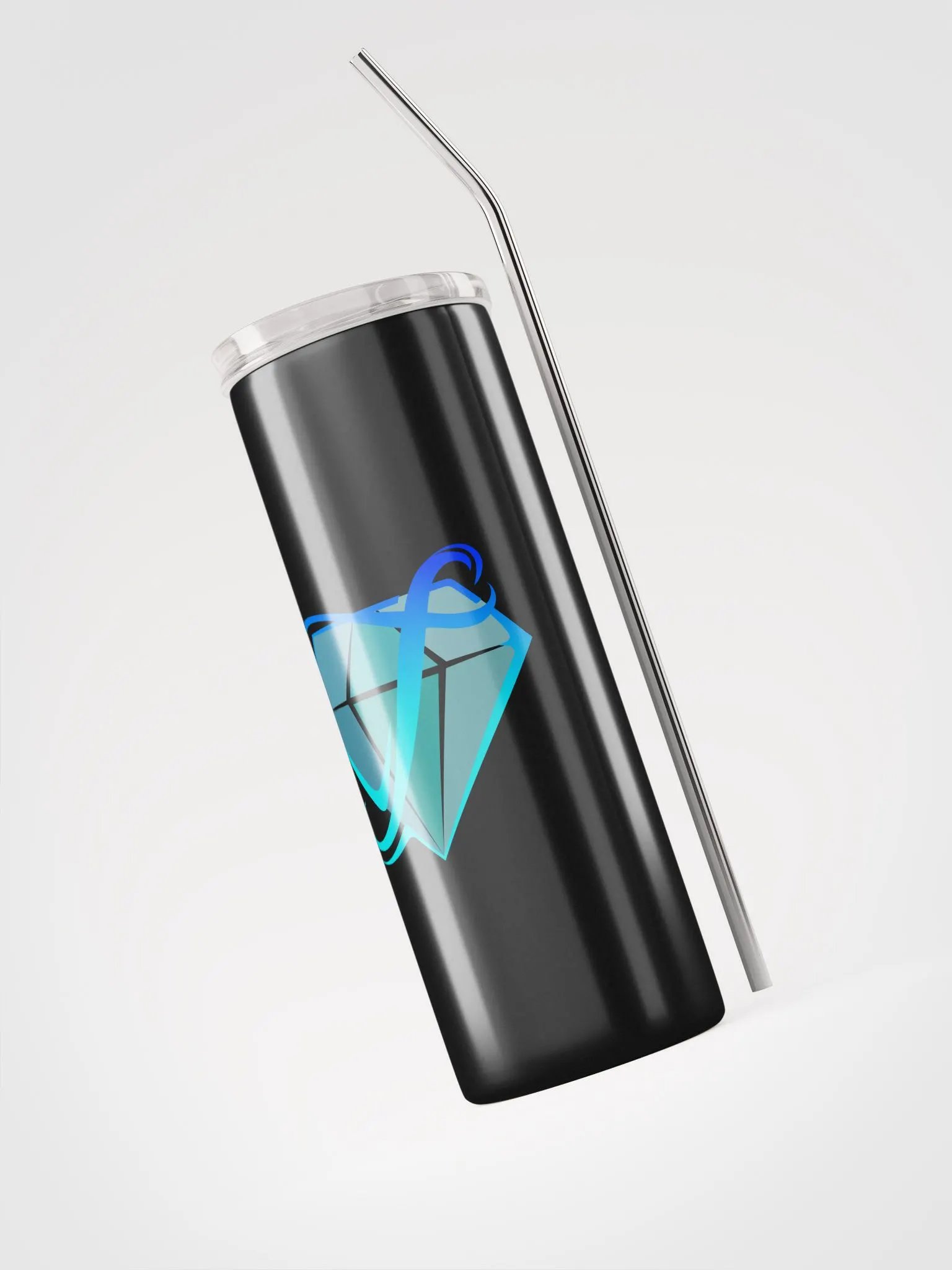 Matte blue logo stainless steel tumbler product image (3)
